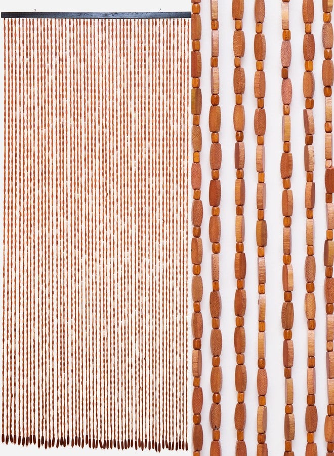 Ezcasch 52 Strands 35.4" x 79" Bamboo and Wood Beaded Curtain for Doorway Handmade Natural Doorway Beads Bohemian Bamboo and Wooden Room Devider Hanging Boho Beaded Curtain,Brown - Image 1